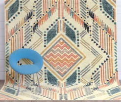 Mohawk Echo Beige, Navy & Orange Geometric Area Rug -Carpet Promotion 810600946 A0 3
