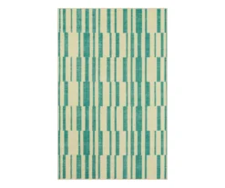 Augusta Light Blue & Beige Offset Stripe Area Rug, (8' X 10')