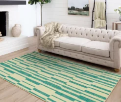 Augusta Light Blue & Beige Offset Stripe Area Rug, (8' X 10') 15 Augusta Light Blue & Beige Offset Stripe Area Rug, (8' X 10') -Carpet Promotion 810600950 A0 4 1