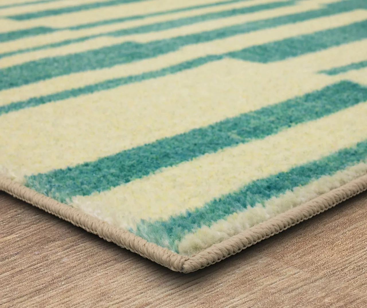Augusta Light Blue & Beige Offset Stripe Area Rug, (8' X 10') 3 Augusta Light Blue & Beige Offset Stripe Area Rug, (8' X 10') - Image 3