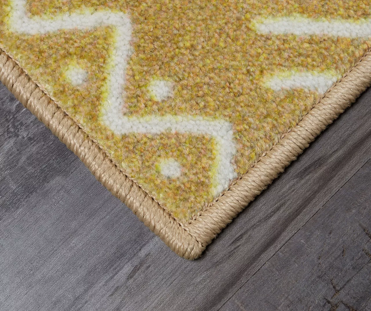 Mustard & Beige Stamped Geo Stripe Area Rug, (5' X 8') 3 Mustard & Beige Stamped Geo Stripe Area Rug, (5' X 8') - Image 3