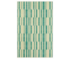 Augusta Light Blue & Beige Offset Stripe Area Rug, (5' X 8')