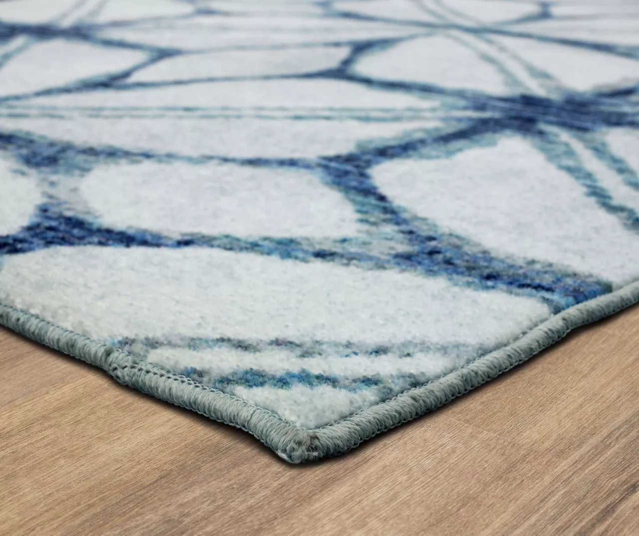 Elyzabeth Blue & White Lattice Area Rug, (2.5' X 10') 2 Elyzabeth Blue & White Lattice Area Rug, (2.5' X 10') - Image 2