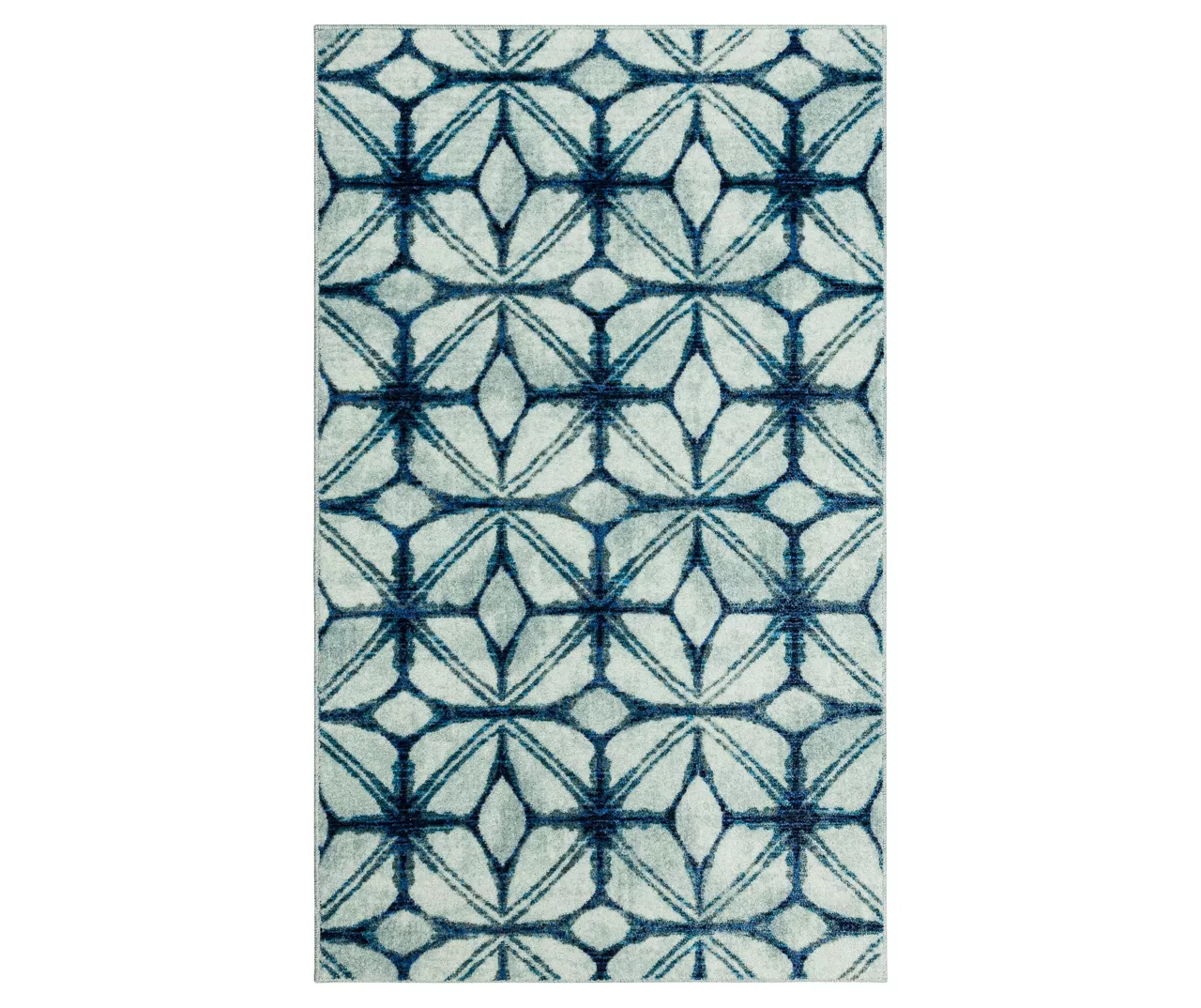 Elyzabeth Blue & White Lattice Area Rug, (3' X 5') 1 Elyzabeth Blue & White Lattice Area Rug, (3' X 5')