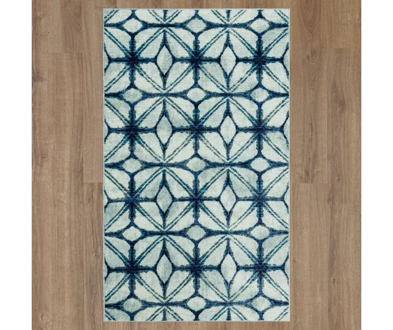 Elyzabeth Blue & White Lattice Area Rug, (3' X 5') 4 Elyzabeth Blue & White Lattice Area Rug, (3' X 5') - Image 4