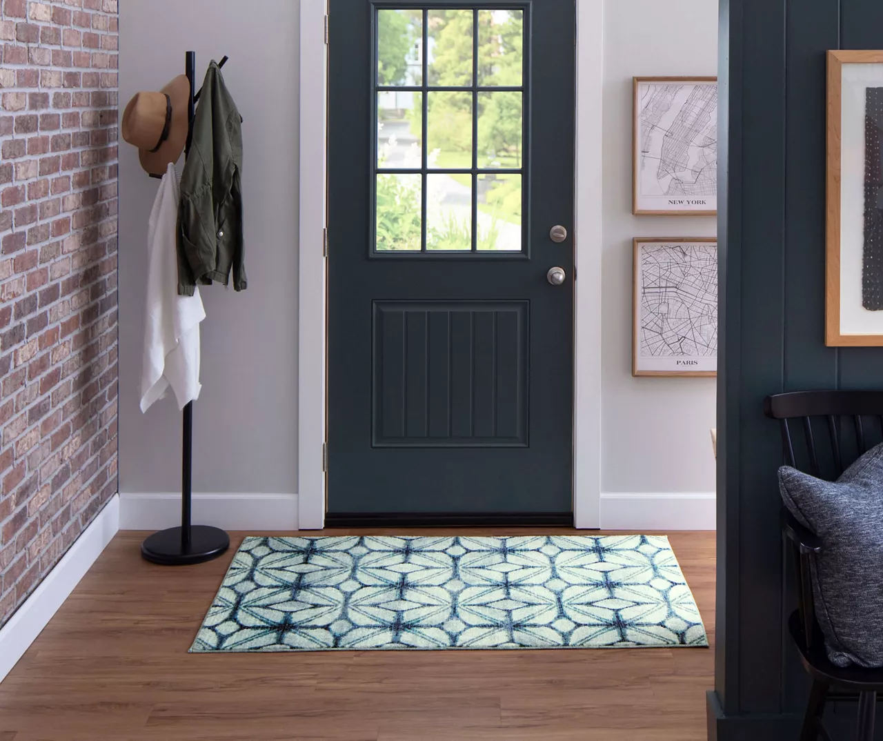 Elyzabeth Blue & White Lattice Area Rug, (3' X 5') 6 Elyzabeth Blue & White Lattice Area Rug, (3' X 5') - Image 6