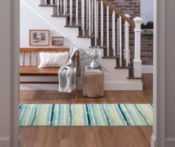 Abbygaylle Blue & White Watercolor Stripe Area Rug, (5' X 8') -Carpet Promotion 810600987 A0 3