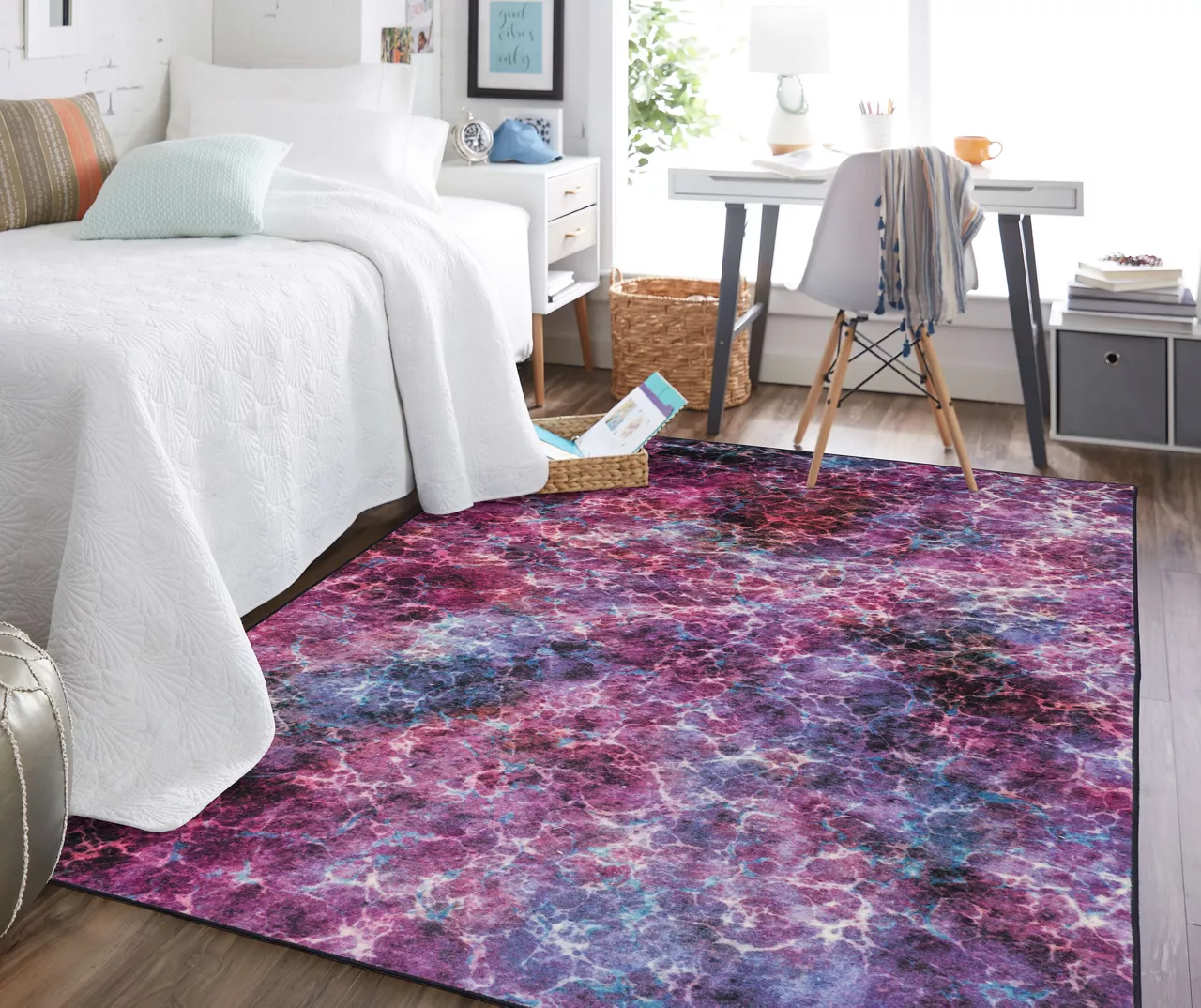 Fractal Purple & Blue Abstract Area Rug, (5' X 8') 5 Fractal Purple & Blue Abstract Area Rug, (5' X 8') - Image 5