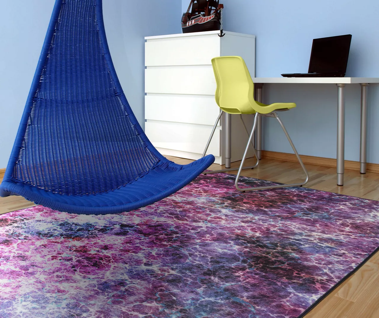 Fractal Purple & Blue Abstract Area Rug, (5' X 8') 8 Fractal Purple & Blue Abstract Area Rug, (5' X 8') - Image 8