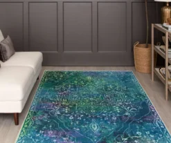 Rowland Teal & Green Ornamental Floral Area Rug, (5' X 8') -Carpet Promotion 810601011 A0 3