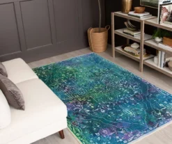 Rowland Teal & Green Ornamental Floral Area Rug, (5' X 8') -Carpet Promotion 810601011 A0 4