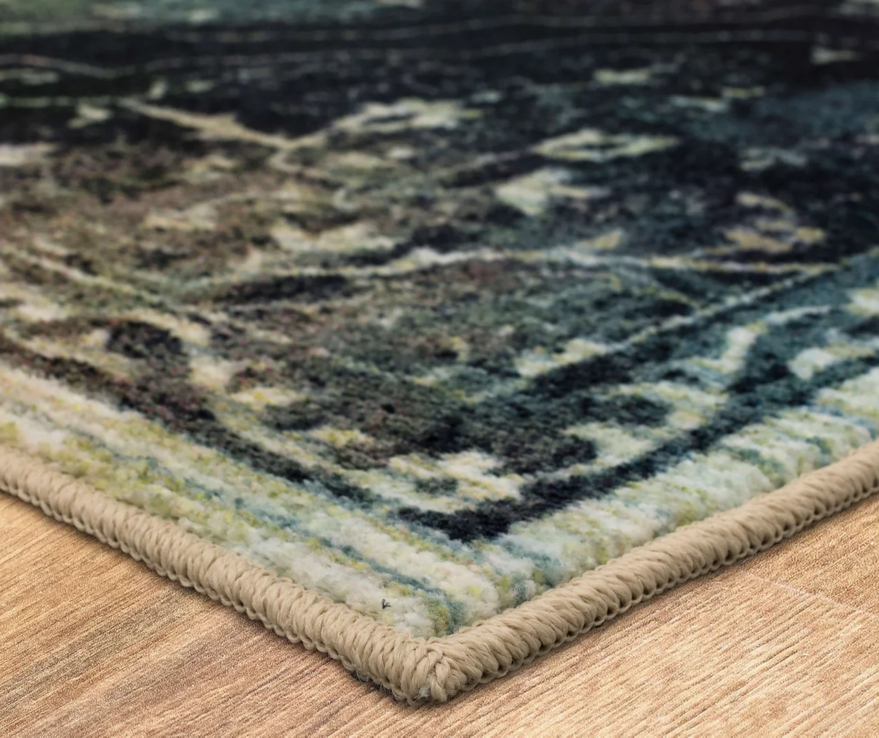 Rowland Charcoal & Blue Ornamental Floral Area Rug, (4' X 6') 2 Rowland Charcoal & Blue Ornamental Floral Area Rug, (4' X 6') - Image 2