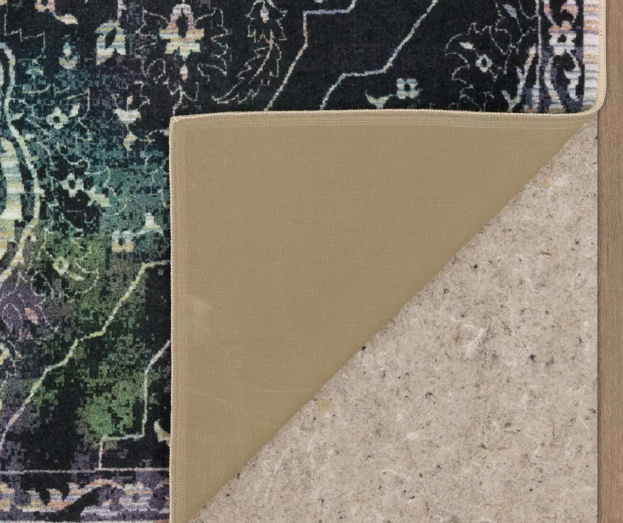 Rowland Charcoal & Blue Ornamental Floral Area Rug, (4' X 6') 3 Rowland Charcoal & Blue Ornamental Floral Area Rug, (4' X 6') - Image 3