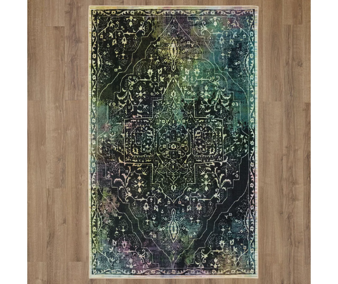 Rowland Charcoal & Blue Ornamental Floral Area Rug, (5' X 8') 3 Rowland Charcoal & Blue Ornamental Floral Area Rug, (5' X 8') - Image 3