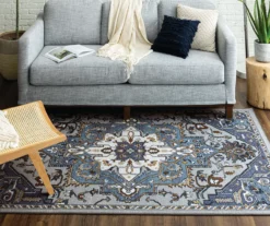 Tethys Blue & Gray Ornamental Area Rug, (5' X 8') -Carpet Promotion 810601021 A0 3