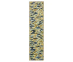 Warrick Tan & Blue Abstract Area Rug, (2' X 8')