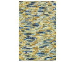 Warrick Tan & Blue Abstract Area Rug, (4' X 6')
