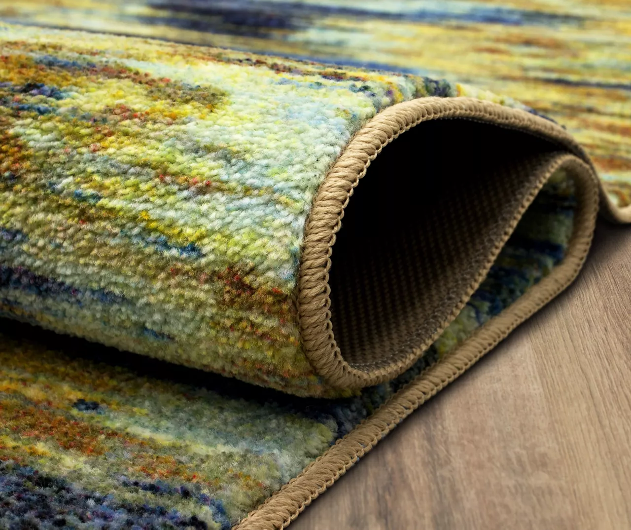 Warrick Tan & Blue Abstract Area Rug, (4' X 6') 6 Warrick Tan & Blue Abstract Area Rug, (4' X 6') - Image 6