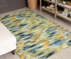 Warrick Tan & Blue Abstract Area Rug, (5' X 8') -Carpet Promotion 810601034 A0 3