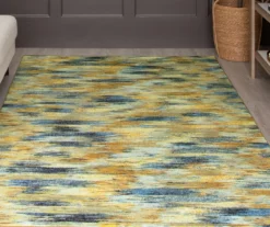 Warrick Tan & Blue Abstract Area Rug, (5' X 8') -Carpet Promotion 810601034 A0 4