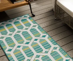 Cabana Teal & Green Geometric Outdoor Area Rug, (2.5' X 6') -Carpet Promotion 810601053 A0 4
