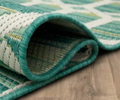 Cabana Teal & Green Geometric Outdoor Area Rug, (4' X 5.5') -Carpet Promotion 810601054 A8 5 1