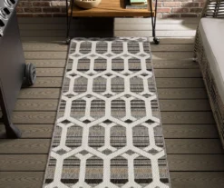 Cabana Gray & White Geometric Outdoor Area Rug, (2.5' X 6') -Carpet Promotion 810601056 A0 3