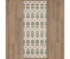 Cabana Light Gray & Turquoise Geometric Outdoor Area Rug, (2.5' X 6') -Carpet Promotion 810601060 A0 2