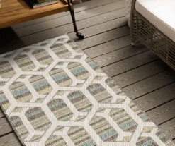 Cabana Light Gray & Turquoise Geometric Outdoor Area Rug, (2.5' X 6') -Carpet Promotion 810601060 A0 4