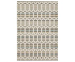 Cabana Light Gray & Turquoise Geometric Outdoor Area Rug, (8' X 10')
