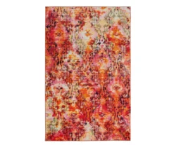 Arimo Tangerine & Coral Ornamental Lattice Area Rug, (5' X 8')