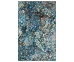 Blue & Multi-Color Layered Marble Area Rug, (2' X 3')