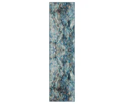 Blue & Multi-Color Layered Marble Area Rug, (2' X 8')