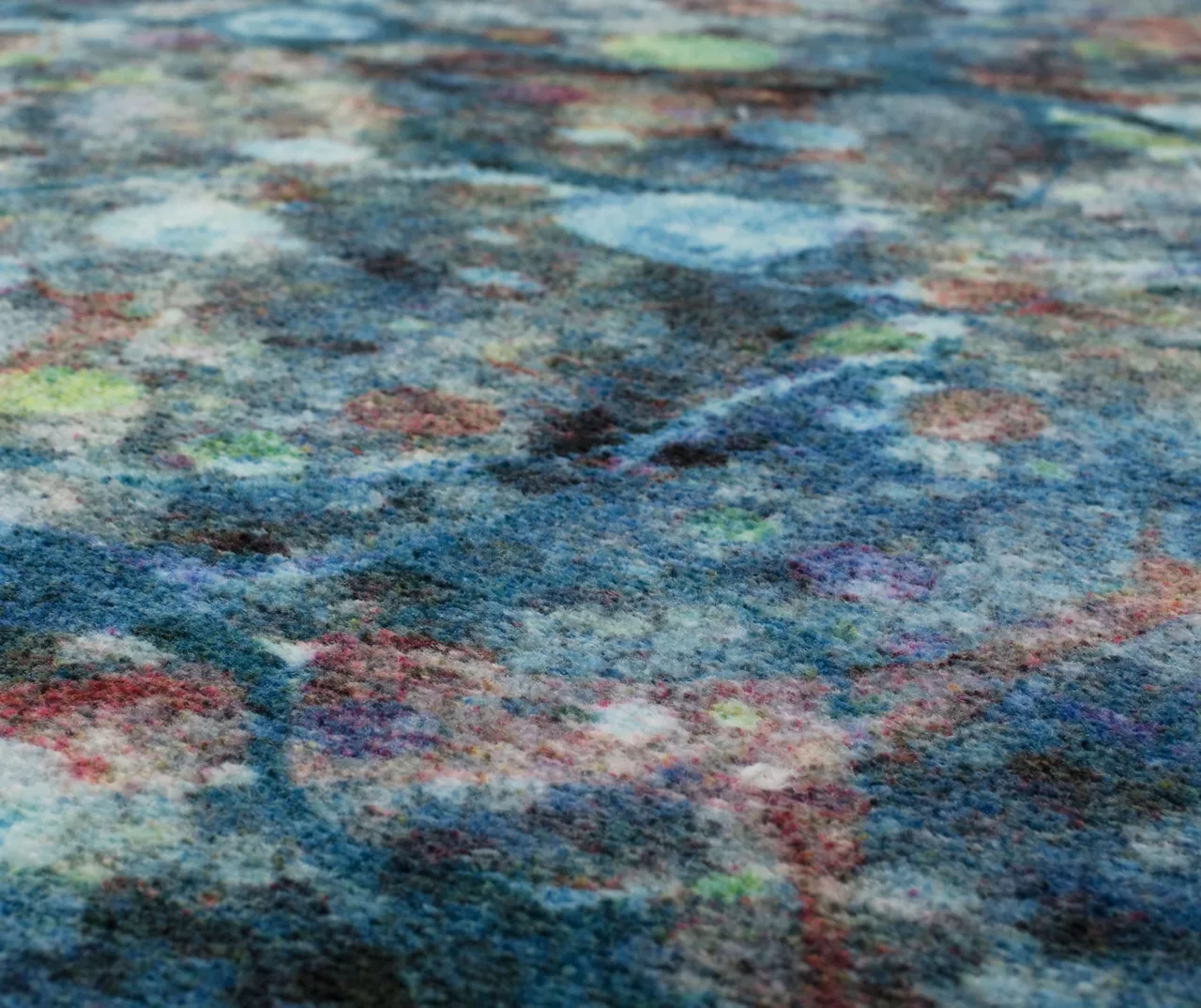 Blue & Multi-Color Layered Marble Area Rug, (2' X 8') 5 Blue & Multi-Color Layered Marble Area Rug, (2' X 8') - Image 5
