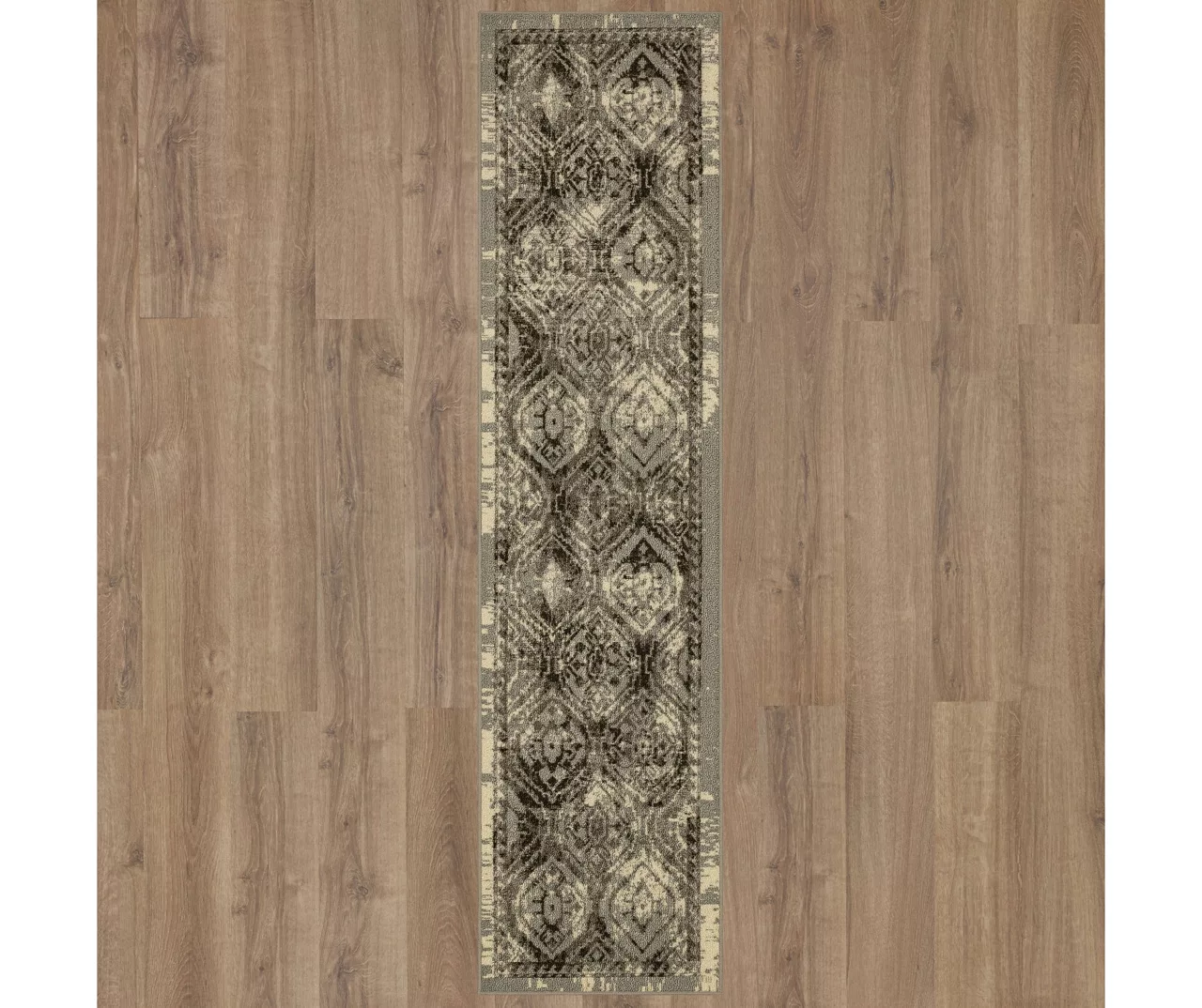 Tecate Gray Bordered Arabesque Area Rug, (2' X 8') 3 Tecate Gray Bordered Arabesque Area Rug, (2' X 8') - Image 3
