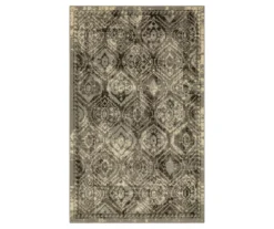 Tecate Gray Bordered Arabesque Area Rug, (5' X 8')