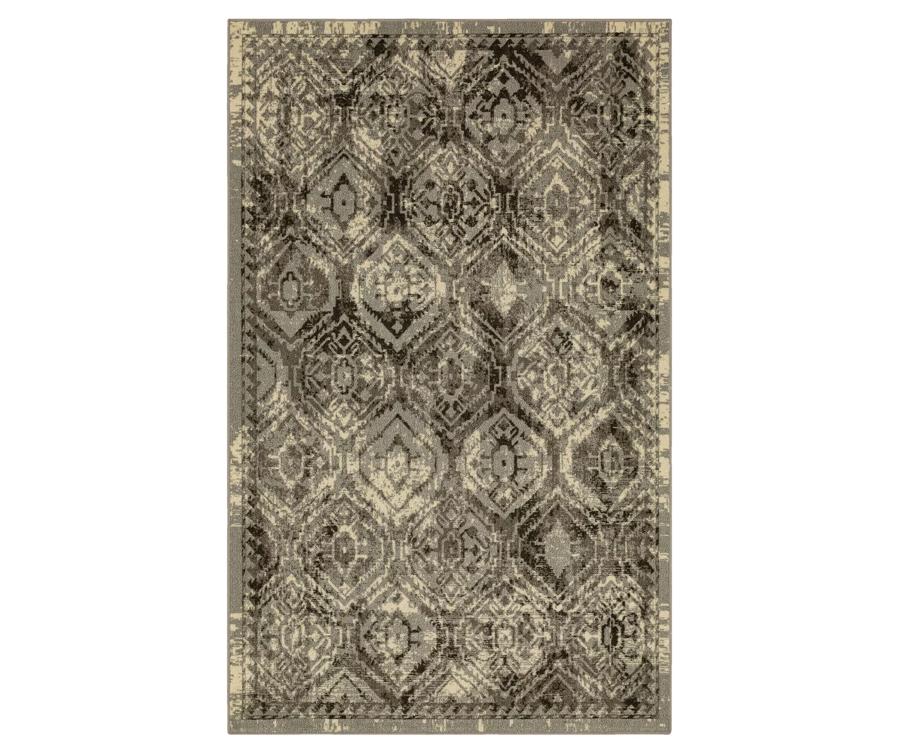 Tecate Gray Bordered Arabesque Area Rug, (5' X 8') 1 Tecate Gray Bordered Arabesque Area Rug, (5' X 8')