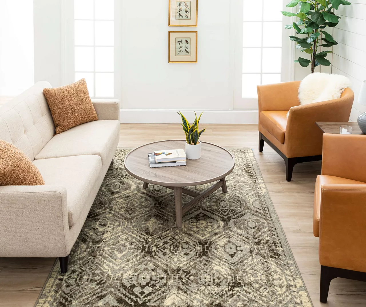 Tecate Gray Bordered Arabesque Area Rug, (5' X 8') 5 Tecate Gray Bordered Arabesque Area Rug, (5' X 8') - Image 5