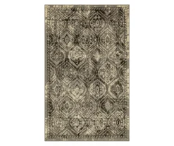 Tecate Gray Bordered Arabesque Area Rug, (6' X 9')