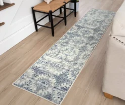 Pallas White & Blue Geo Ornamental Area Rug, (2' X 8') -Carpet Promotion 810601084 A0 3