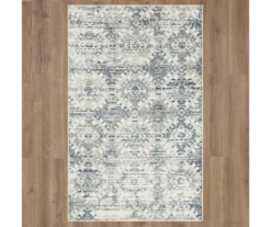 Pallas White & Blue Geo Ornamental Area Rug, (5' X 8') -Carpet Promotion 810601085 A0 2