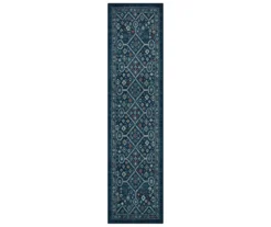 Metis Navy & Green Geometric Area Rug, (2' X 8')