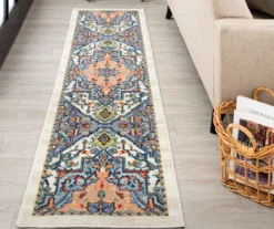 Tethys Blue & Peach Ornamental Area Rug, (2' X 8') -Carpet Promotion 810601106 A0 3