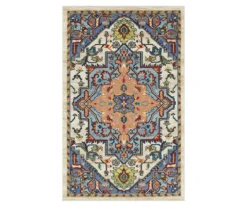 Mohawk Tethys Blue & Peach Ornamental Area Rug -Carpet Promotion 810601107 A0 1 1