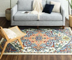 Tethys Blue & Peach Ornamental Area Rug, (5' X 8') -Carpet Promotion 810601107 A0 3