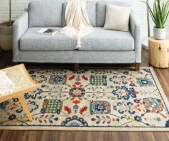 Queensbury Beige & Navy Ornamental Floral Area Rug, (5' X 8') -Carpet Promotion 810601122 A0 3
