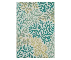 Coastal Cove Teal & Green Coral Pattern Outdoor Area Rug, (4' X 5.5')