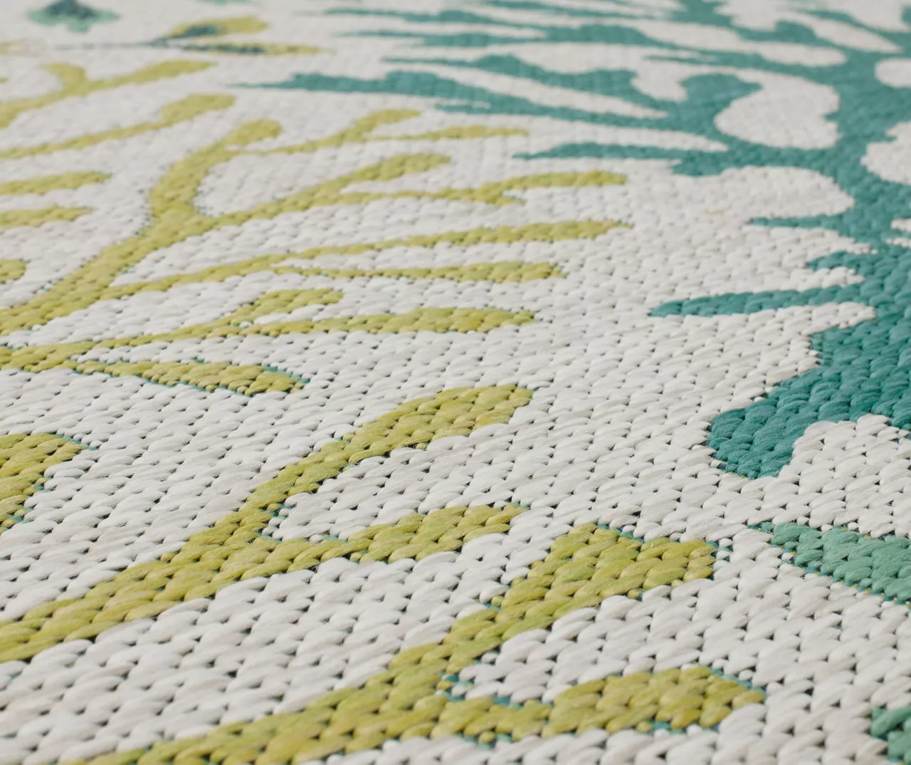 Coastal Cove Teal & Green Coral Pattern Outdoor Area Rug, (4' X 5.5') 5 Coastal Cove Teal & Green Coral Pattern Outdoor Area Rug, (4' X 5.5') - Image 5