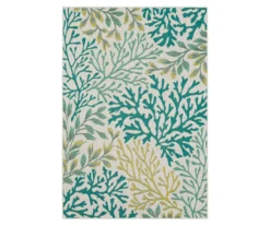 Coastal Cove Teal & Green Coral Pattern Outdoor Area Rug, (8' X 10')