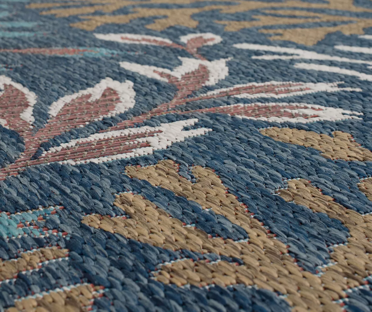 Coastal Cove Blue & Brown Coral Pattern Outdoor Area Rug, (2.5' X 6') 5 Coastal Cove Blue & Brown Coral Pattern Outdoor Area Rug, (2.5' X 6') - Image 5